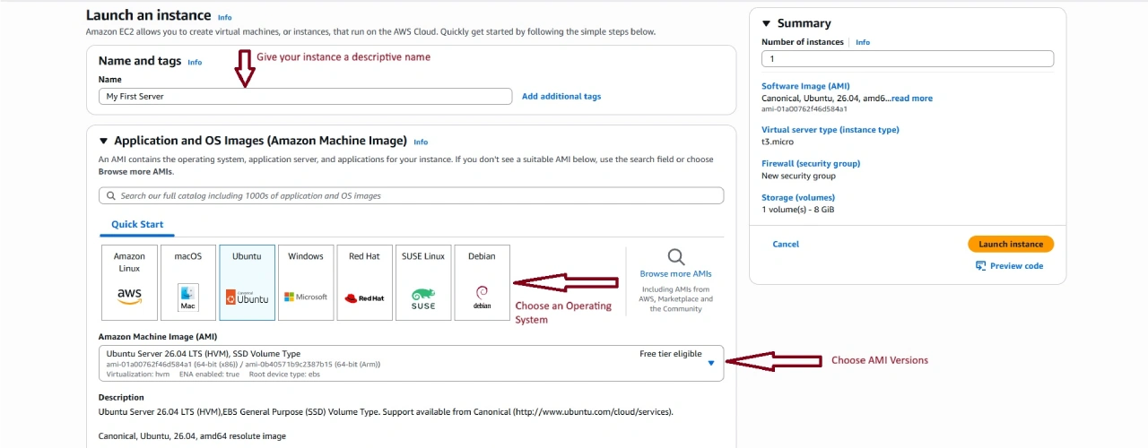 AWS Select Operating System