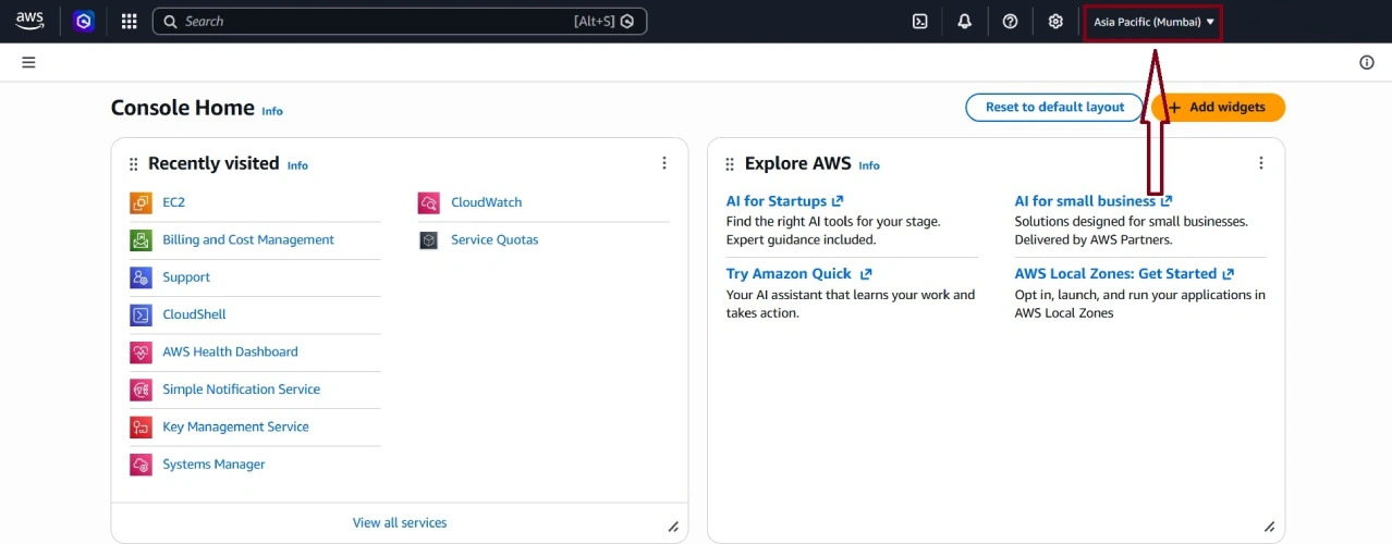 Aws Change Region